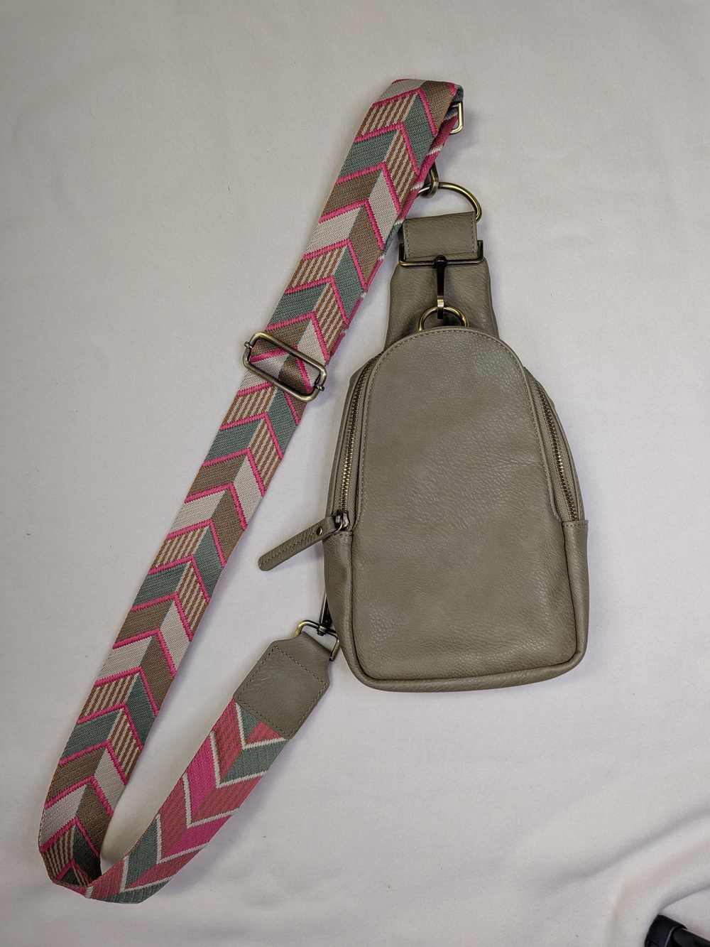 Urban Originals x Anthropologie Olive Sling Bag Pink Chevron Strap